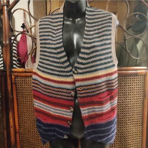 CATHY HARDWICK I • 100% WOOL COLORFUL VINTAGE 5 BUTTON VEST